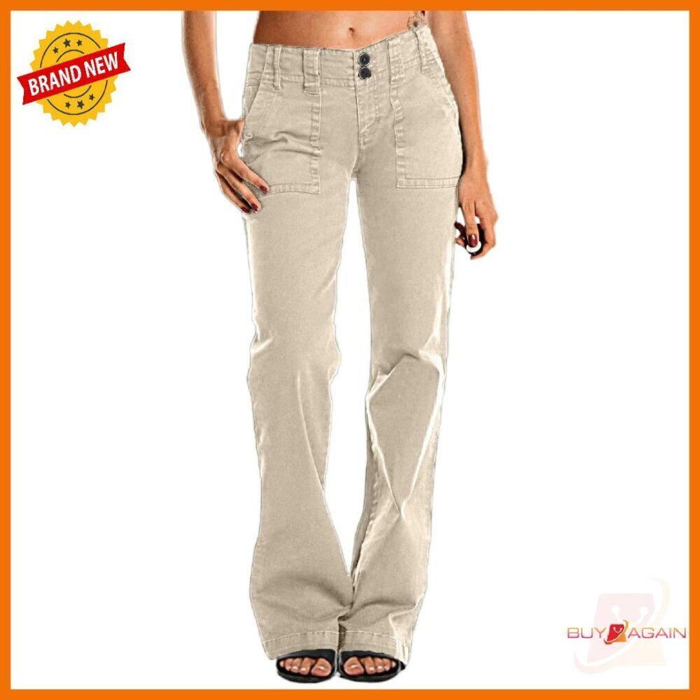 Wide Leg Cargo Pants Mid Waist Straight Leg Business Casual Work